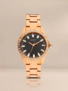 GUESS Women Rose Gold-Toned Embellished Dial Analogue Watch GW0111L3