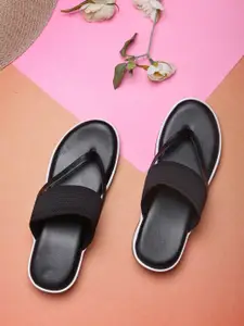 DEAS Women Black Solid Comfort Sandals