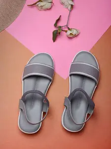 DEAS Women Grey Comfort Sandals with Laser Cuts