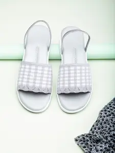 DEAS Women Grey Woven Design Platform Sandals