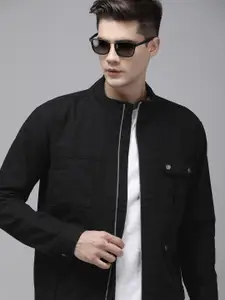 VOXATI Men Black Solid Tailored Jacket