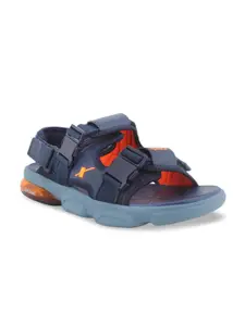 Sparx Men Navy Blue & Orange Solid Sports Sandals