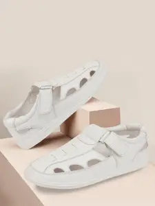 FAUSTO Men White PU Shoe-Style Sandals