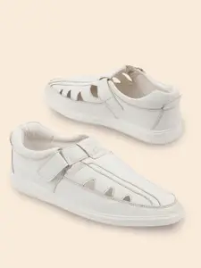 FAUSTO Men White PU Shoe-Style Sandals