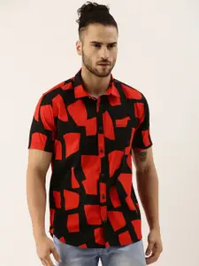 Campus Sutra Men Black & Red  Printed Casual Shirt