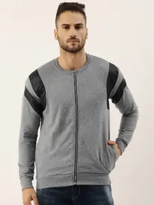 Campus Sutra Men Grey & Black Windcheater Tailored Jacket