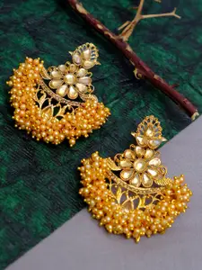 Crunchy Fashion Gold-Toned Contemporary Chandbalis Earrings