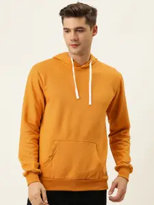 Campus Sutra Men Orange Solid Hooded Sweatshirt