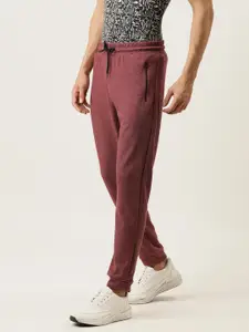 Campus Sutra Men Maroon & Grey Striped Straight Fit Joggers