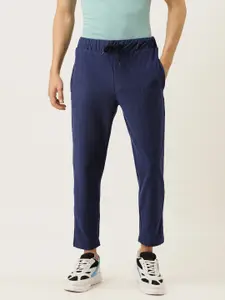 Campus Sutra Men Navy Blue & Red Striped Straight Fit Track Pants
