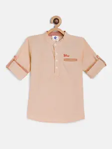 TONYBOY Boys Orange Solid Pure Cotton Casual Shirt