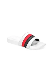 San Frissco Men Red & Black Striped Sliders