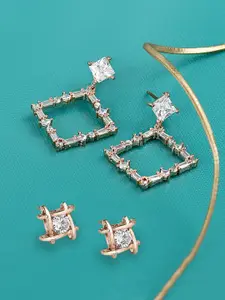 Zaveri Pearls Set Of 2 Rose Gold-Plated Earrings