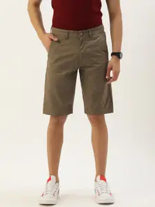PETER ENGLAND UNIVERSITY Men Khaki Solid Slim Fit Regular Shorts
