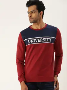 PETER ENGLAND UNIVERSITY Men Red Super Slim Fit Printed Sweatshirt