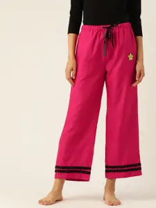 DressBerry Women Magenta Solid Cropped Lounge Pants