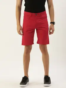PETER ENGLAND UNIVERSITY Men Red Solid Slim Fit Regular Shorts