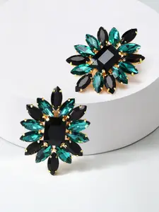AMI Green & Black Contemporary Studs Earrings