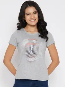 Marvel by Wear Your Mind Women Grey Graphic Printed T-shirt