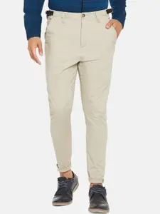 Urban Ranger by pantaloons Men Beige Pure Cotton Slim Fit Solid Regular Trousers