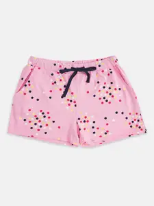 Pantaloons Junior Girls Pink & Red Printed Mid-Rise Cotton Shorts