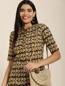 Sangria Women Maroon & Yellow Printed Kurta