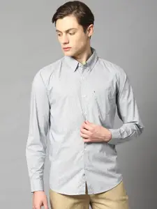 HARSAM Men Grey Micro Checks Printed Casual Shirt