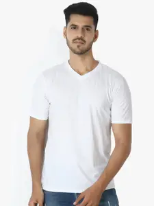 LE BOURGEOIS Men White V-Neck T-shirt