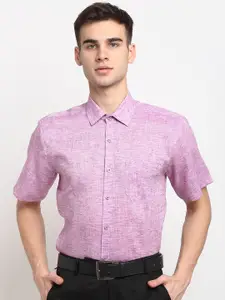 JAINISH Men Purple Cotton Short Sleeves Formal Shirt