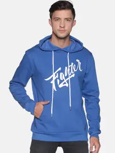 Campus Sutra Men Blue Printed Hooded Sweatshirt