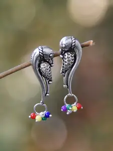 FIROZA Silver-Toned Contemporary Parrot Drop Earrings