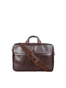 THE CLOWNFISH Unisex Brown Leather Laptop Bag