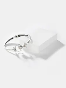 SHAYA Women Silver-Toned Silver Silver-Plated Cuff Bracelet