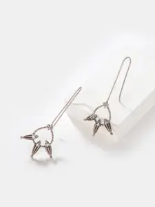 SHAYA Women Silver-Toned Contemporary Drop Earrings