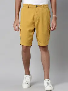 RARE RABBIT Men Yellow Slim Fit Mid-Rise Tencel Cargo Shorts