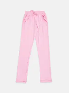 Pantaloons Junior Girls Pink Solid Pure Cotton Lounge Pants
