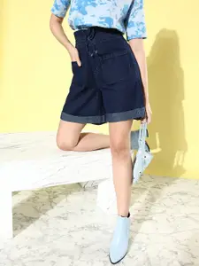 The Roadster Lifestyle Co. Women Navy Blue Above Knee solid Shorts