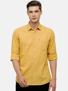 CAVALLO by Linen Club Men Yellow Floral Printed Casual Shirt