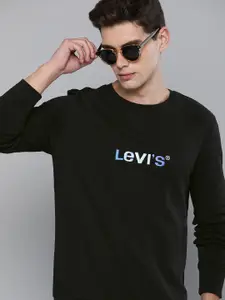 Levis Men Black Embroidered Sweatshirt