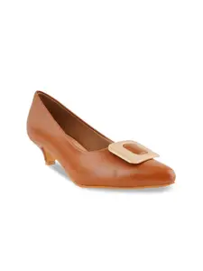 SCENTRA Tan Pumps with Buckles