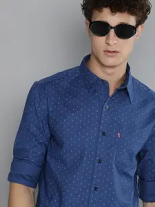Levis Men Blue Micro Ditsy Printed Slim Fit Opaque Casual Shirt