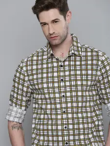 Levis Men Yellow And White Tartan Checked Slim Fit Pure Cotton Casual Shirt