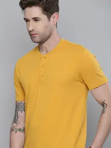 Levis Men Mustard Yellow Mandarin Collar T-shirt