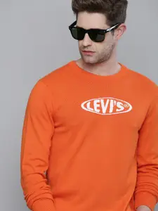 Levis Men Orange Logo Printed Pullover