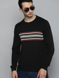 Levis Redloop Men Black Striped Pullover Sweatshirt