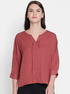Annabelle by Pantaloons Women Rust Solid Extended Sleeves Regular Top