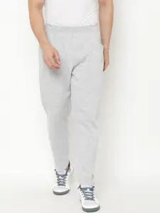 CHKOKKO Men Grey Solid Straight-Fit Track Pants