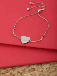 Carlton London Carlton London Women Silver-Toned Brass Rhodium-Plated Link Bracelet