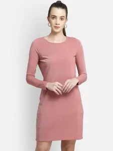 Yaadleen Pink Solid Sheath Dress