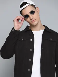 Kook N Keech Men Black Cotton Denim Jacket